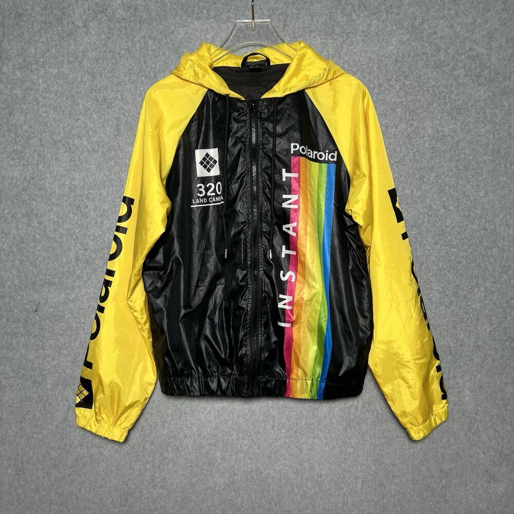 Polaroid 320 Land Camera Windbreaker Jacket S Yellow Black Rainbow OneStep